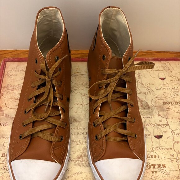 Converse Chuck Taylor All-Star Brown Leather High-Top Sneakers - Picture 4 of 5
